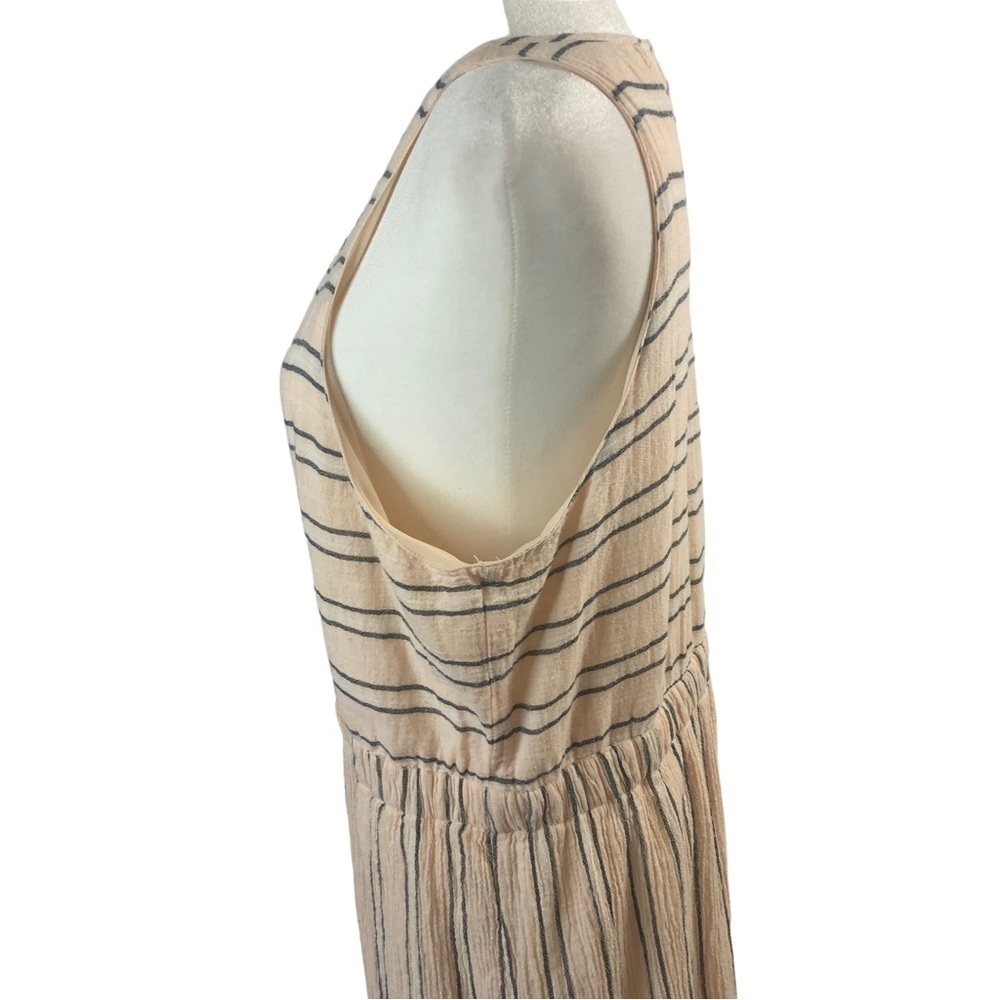 Lauren Conrad Cotton Linen Lined Sleeveless MAXI Dress Women XL  PeachBlackWhite - Picture 4 of 9